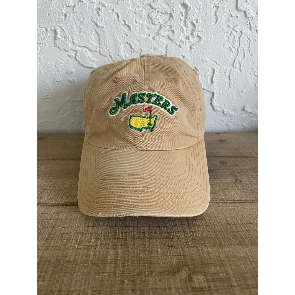 Masters American Needle Golf Hat Tan Khaki Adjustable Dad Cap Tournament Logo